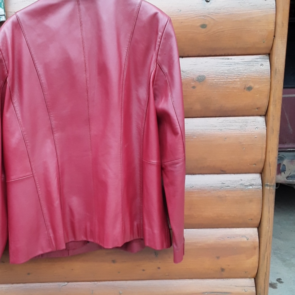 Worthington Red Leather Zip Jacket Size L EPLC - Picture 5 of 16